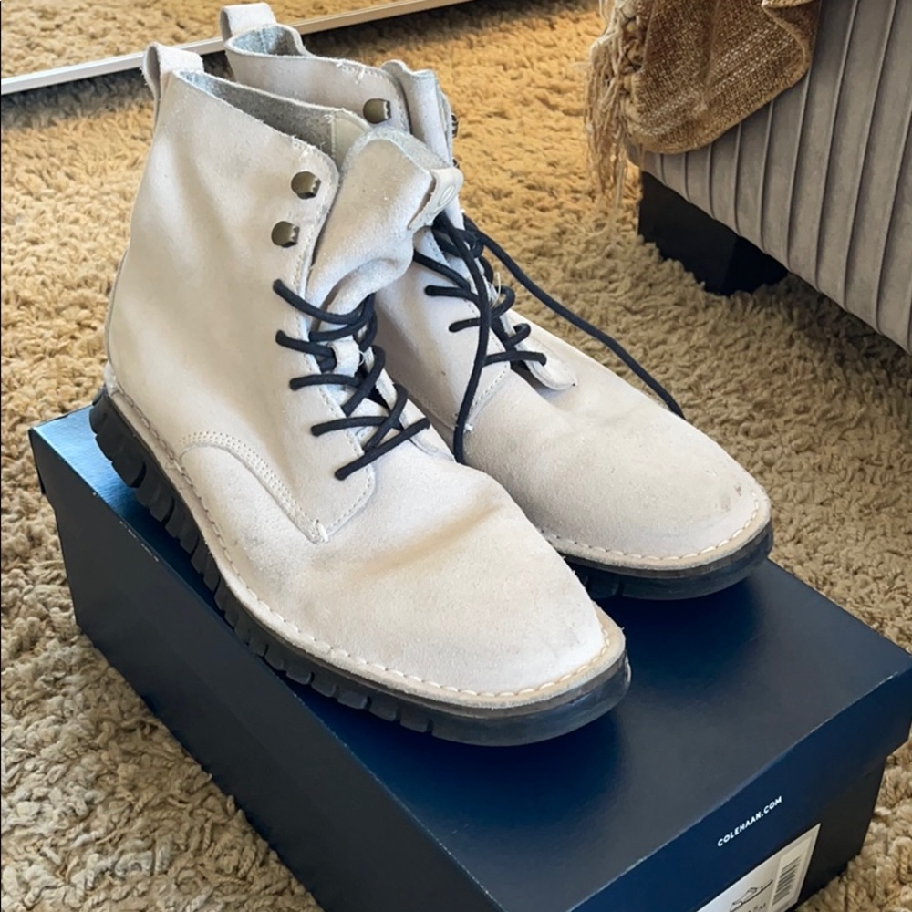 Cole Haan cream suede boots